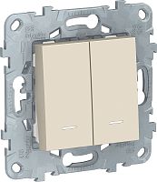 Переключатель с подсветкой без рамки Schneider Electric Unica New 2-кл. проходной бежевый картинка